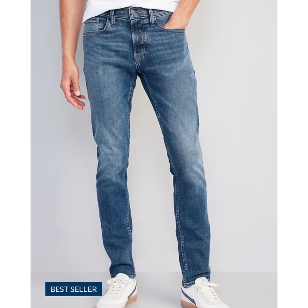 Old Navy Mens Super Skinny Built-In Flex Jeans Medium Wash Denim Blue NWT